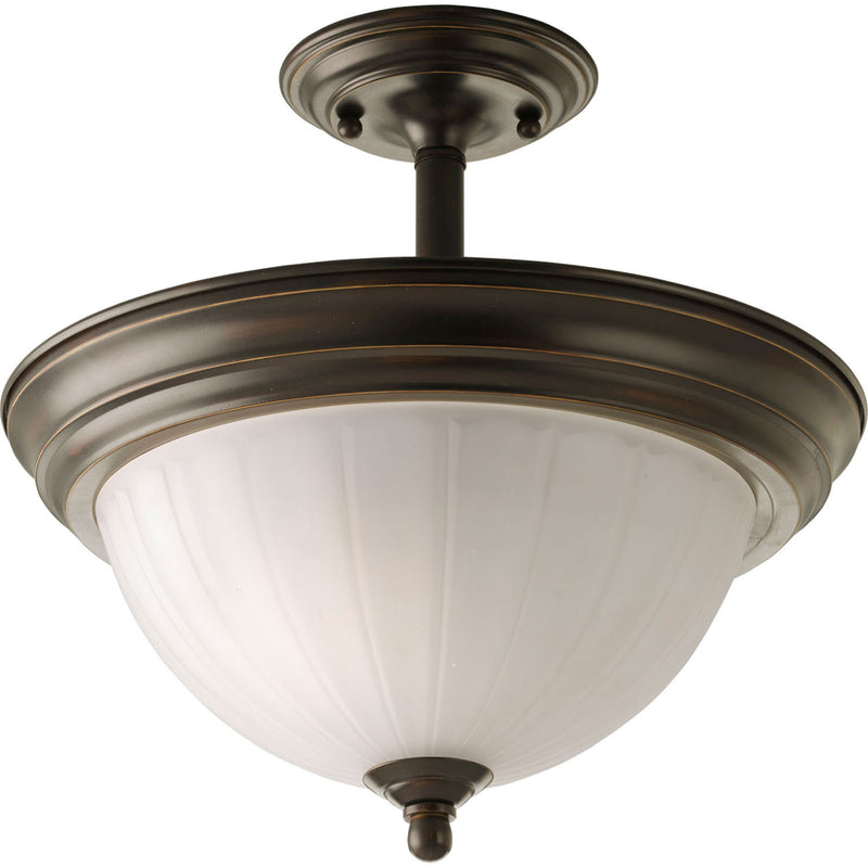 Progress Lighting P3876-20 Two Light Semi-Flush Mount, Antique Bronze