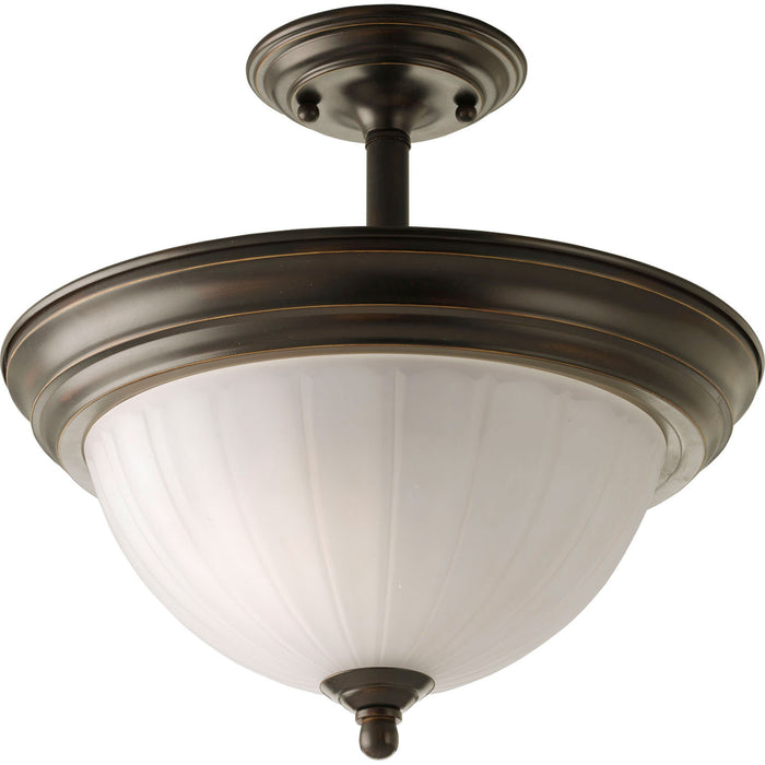 Progress Lighting P3876-20 Two Light Semi-Flush Mount, Antique Bronze