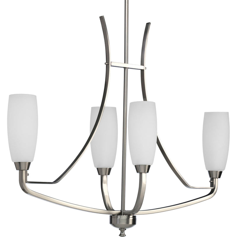 Progress Lighting P4435-09 Four Light Chandelier, Brushed Nickel