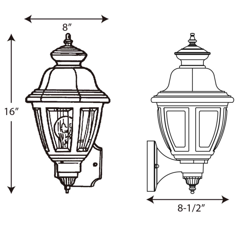 Progress Lighting P5737-31 One Light Wall Lantern, Black