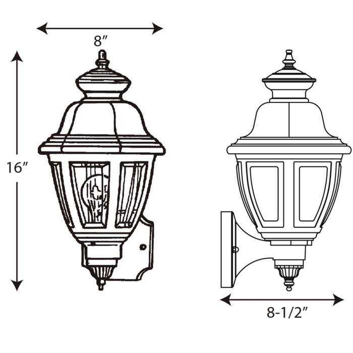 Progress Lighting P5737-31 One Light Wall Lantern, Black