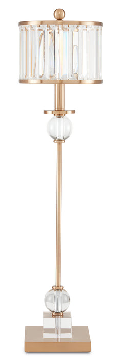 Currey and Company 6986 One Light Table Lamp, Clear/Antique Brass