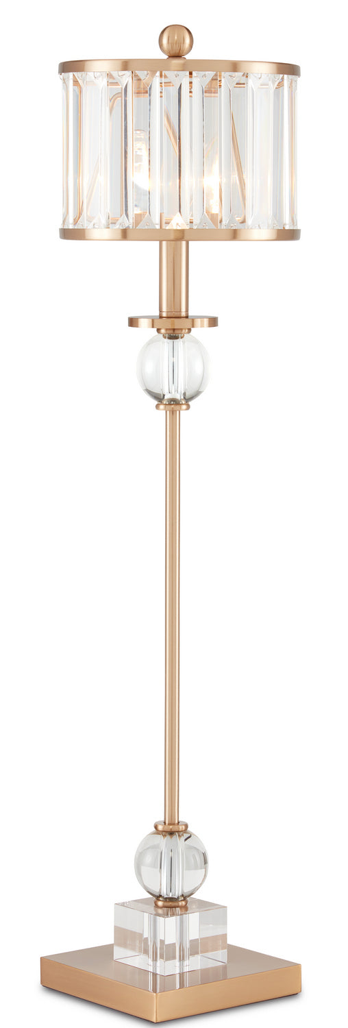 Currey and Company 6986 One Light Table Lamp, Clear/Antique Brass