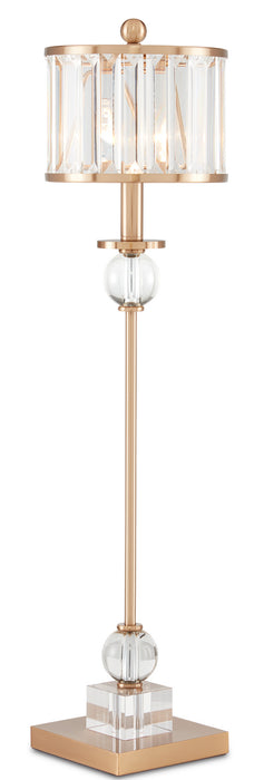 Currey and Company 6986 One Light Table Lamp, Clear/Antique Brass
