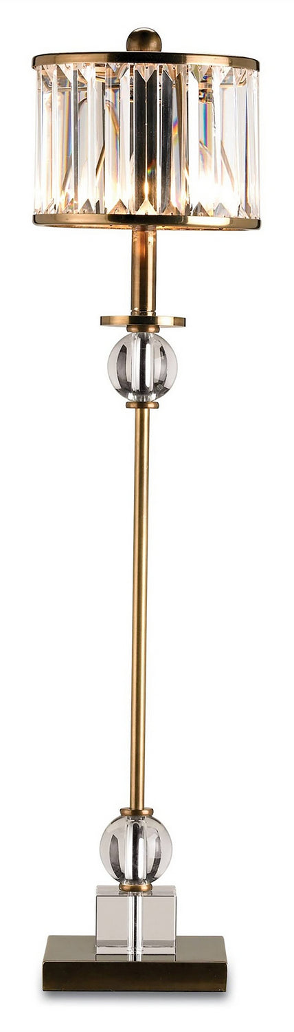 Currey and Company 6986 One Light Table Lamp, Clear/Antique Brass