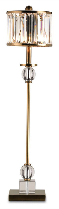 Currey and Company 6986 One Light Table Lamp, Clear/Antique Brass