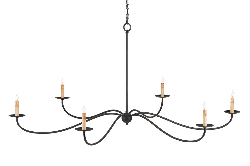 Currey and Company 9267 Six Light Chandelier, Zanzibar Black