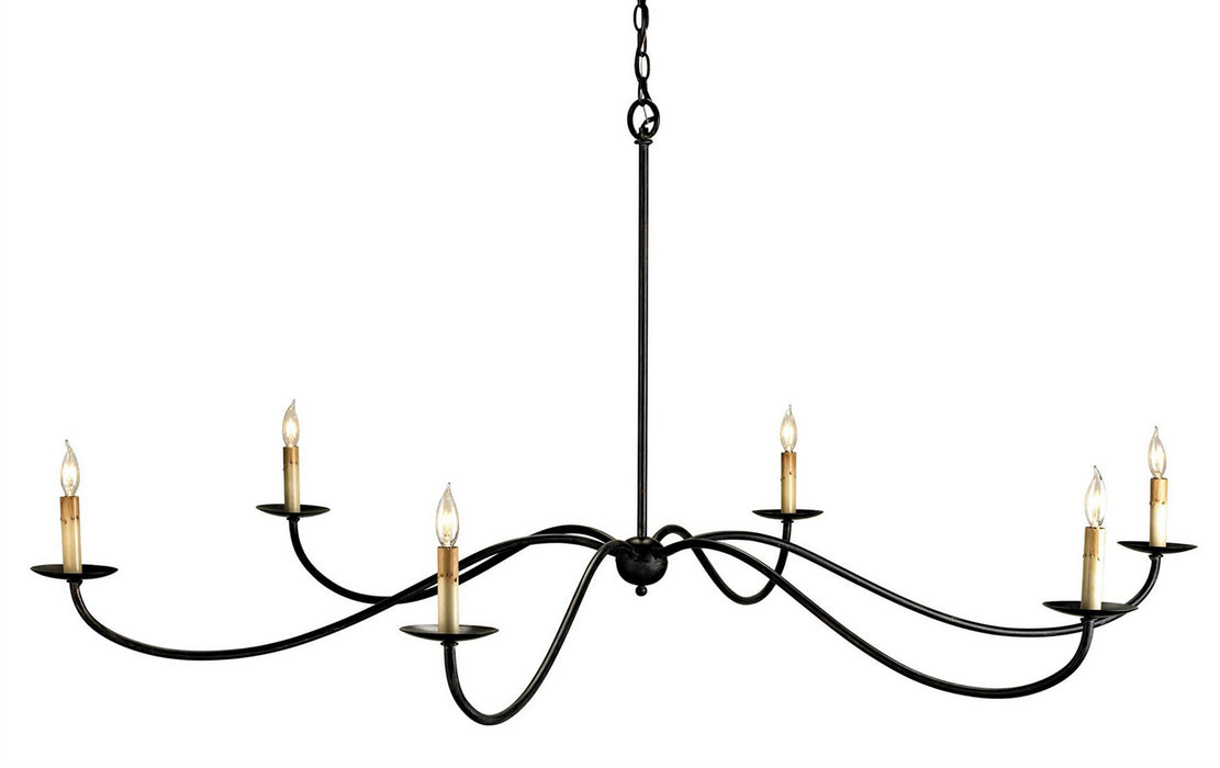Currey and Company 9267 Six Light Chandelier, Zanzibar Black