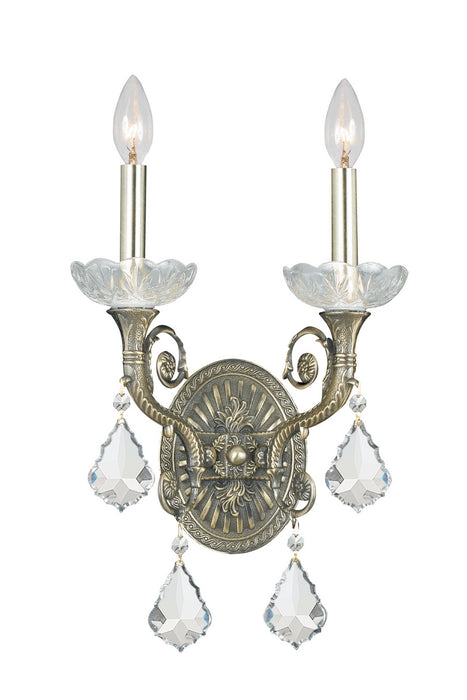 Crystorama 1482-HB-CL-S Two Light Wall Sconce, Historic Brass