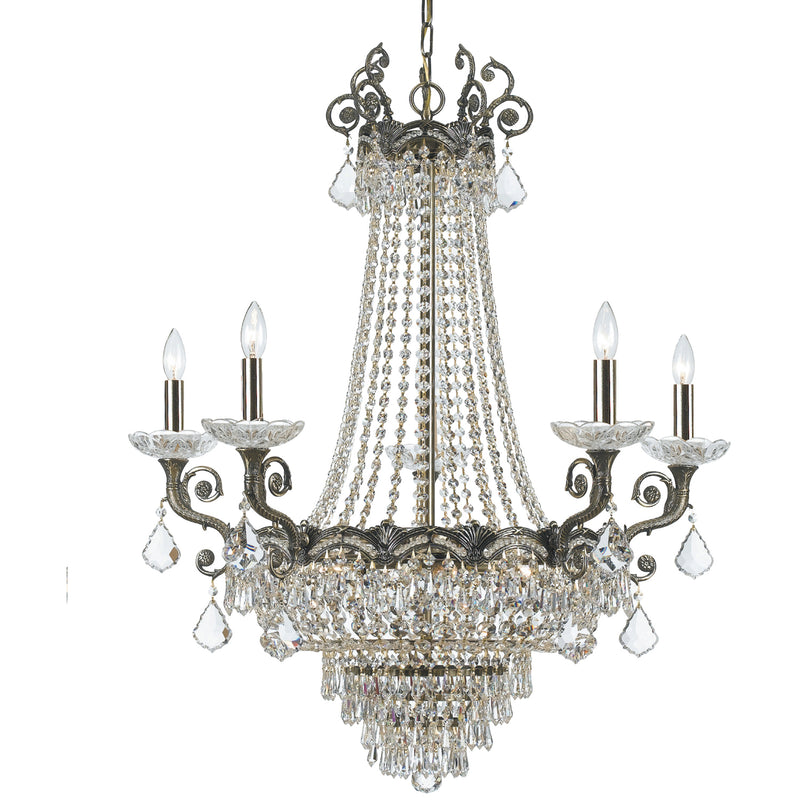 Crystorama 1486-HB-CL-MWP 11 Light Chandelier, Historic Brass