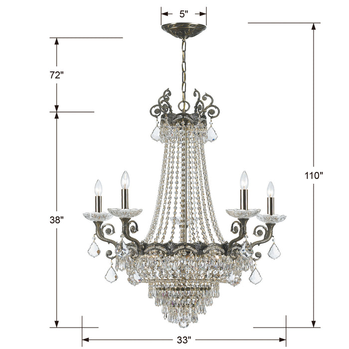 Crystorama 1486-HB-CL-S 11 Light Chandelier, Historic Brass