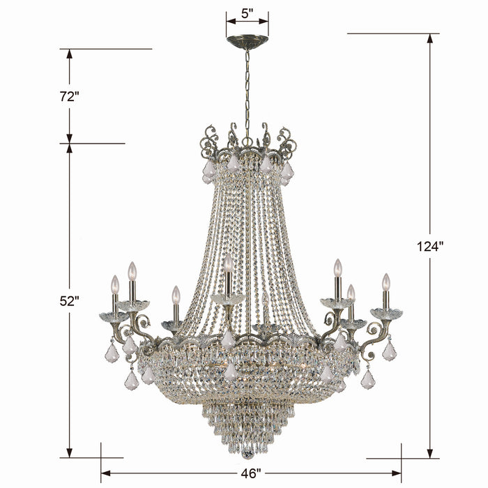 Crystorama 1488-HB-CL-SAQ 20 Light Chandelier, Historic Brass
