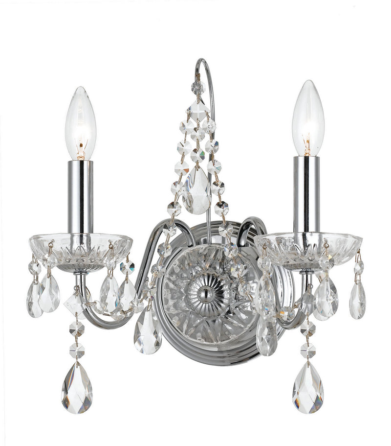 Crystorama 3222-CH-CL-S Two Light Wall Sconce, Polished Chrome