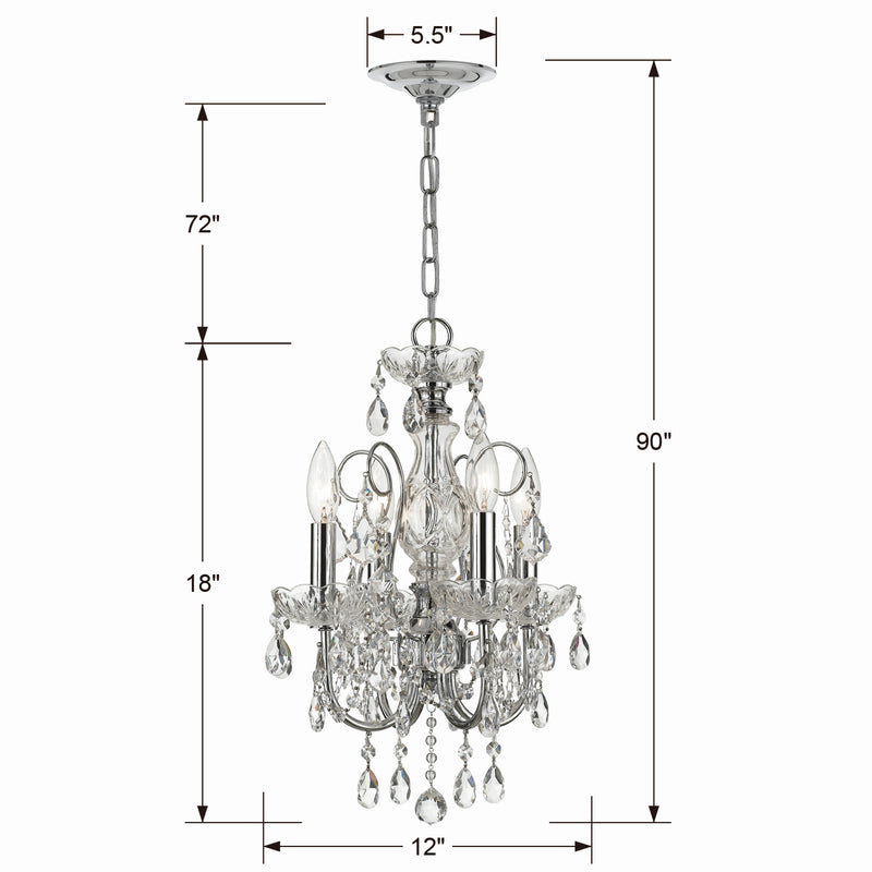 Crystorama 3224-CH-CL-MWP Four Light Mini Chandelier, Polished Chrome