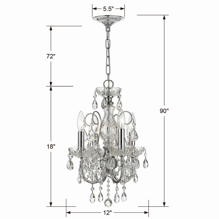 Crystorama 3224-CH-CL-MWP Four Light Mini Chandelier, Polished Chrome