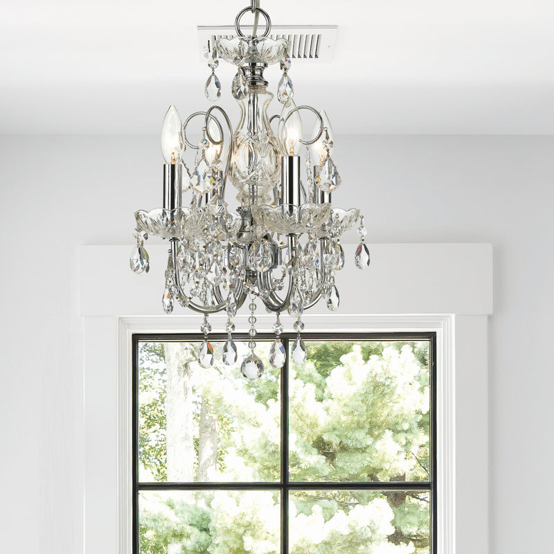 Crystorama 3224-CH-CL-MWP Four Light Mini Chandelier, Polished Chrome