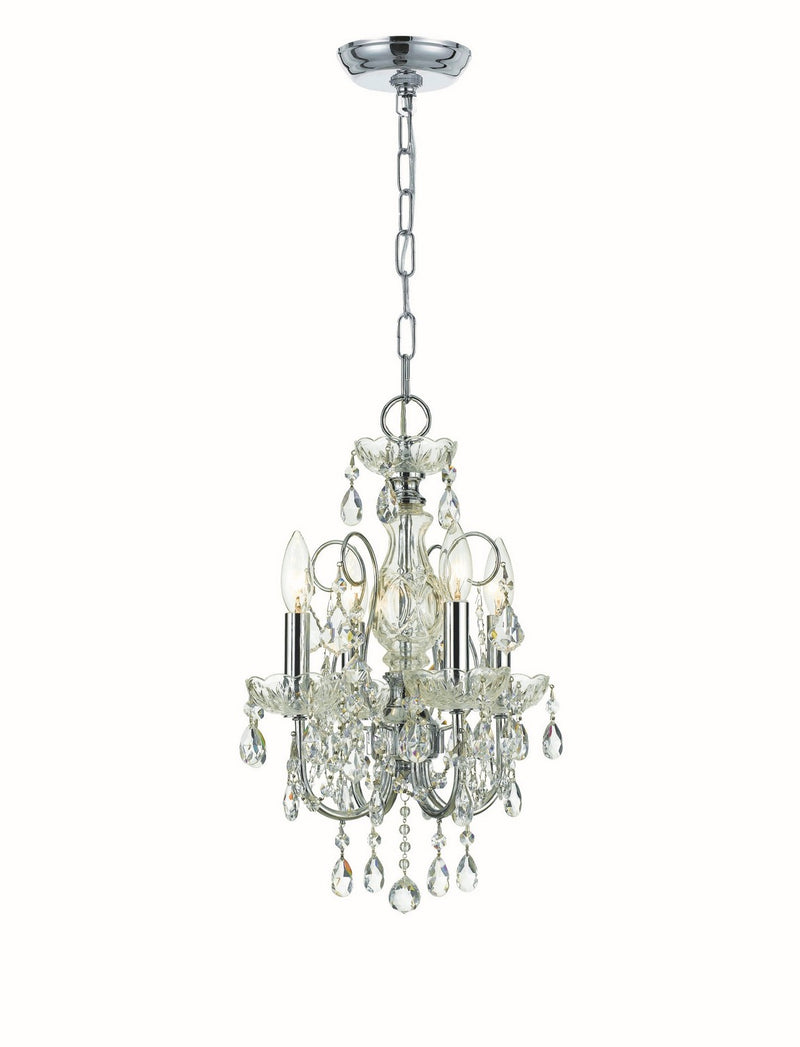 Crystorama 3224-CH-CL-MWP Four Light Mini Chandelier, Polished Chrome