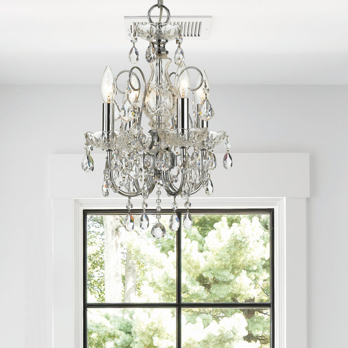 Crystorama 3224-CH-CL-SAQ Four Light Mini Chandelier, Polished Chrome