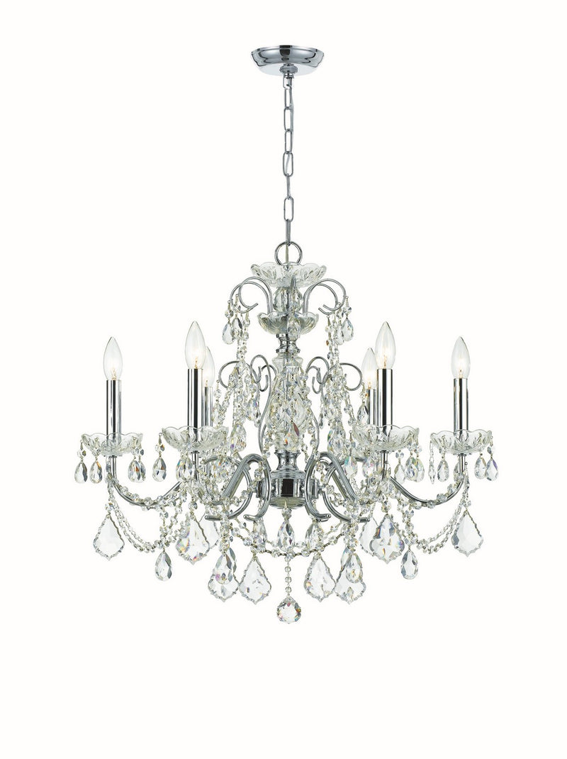 Crystorama 3226-CH-CL-MWP Six Light Chandelier, Polished Chrome