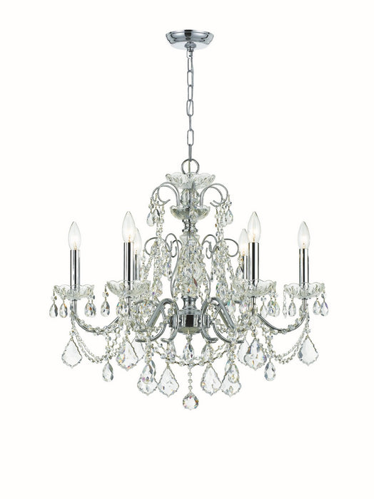 Crystorama 3226-CH-CL-SAQ Six Light Chandelier, Polished Chrome