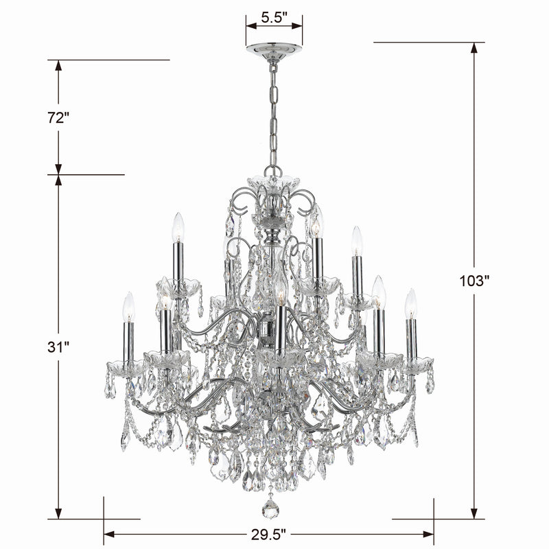 Crystorama 3228-CH-CL-MWP 12 Light Chandelier, Polished Chrome