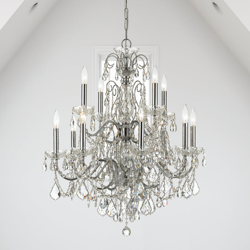 Crystorama 3228-CH-CL-S 12 Light Chandelier, Polished Chrome