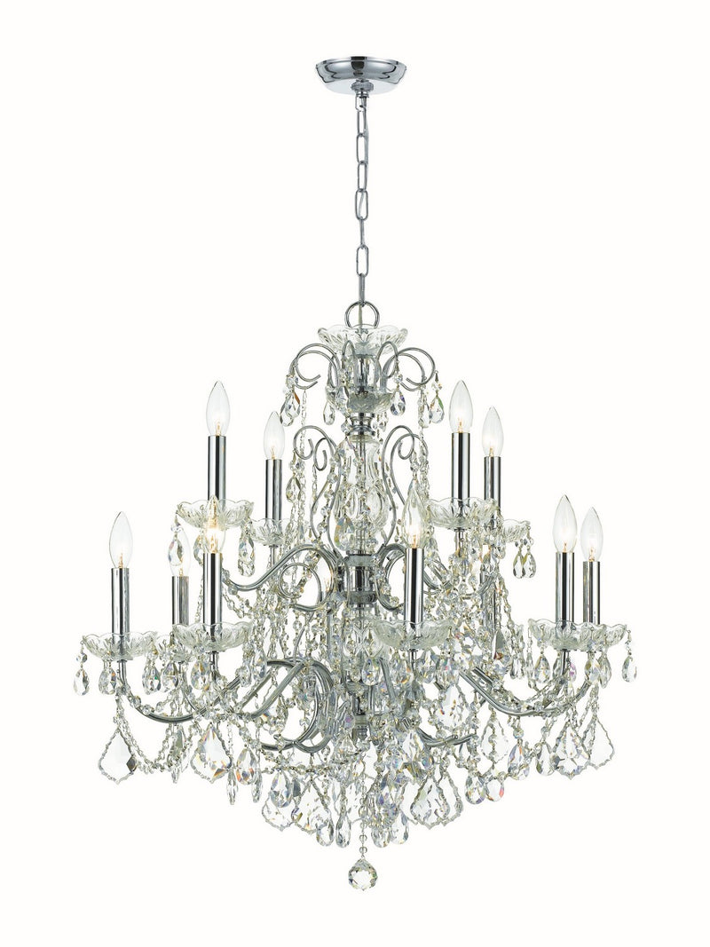 Crystorama 3228-CH-CL-SAQ 12 Light Chandelier, Polished Chrome