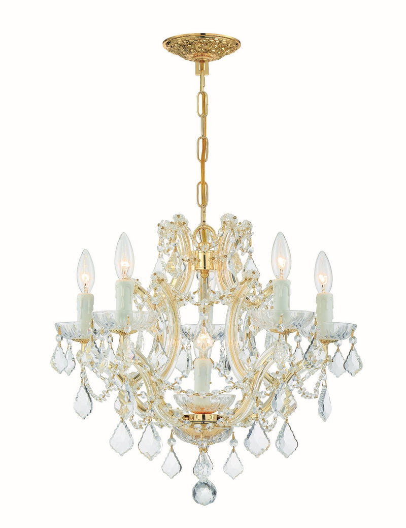 Crystorama 4405-GD-CL-MWP Six Light Mini Chandelier, Gold