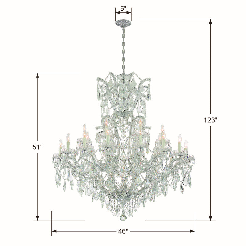 Crystorama 4424-CH-CL-MWP 25 Light Chandelier, Polished Chrome
