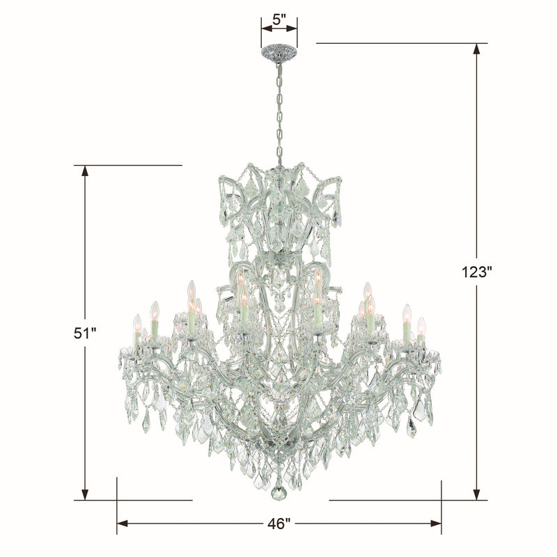 Crystorama 4424-CH-CL-SAQ 25 Light Chandelier, Polished Chrome