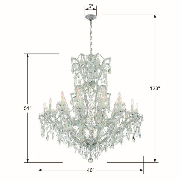 Crystorama 4424-CH-CL-SAQ 25 Light Chandelier, Polished Chrome