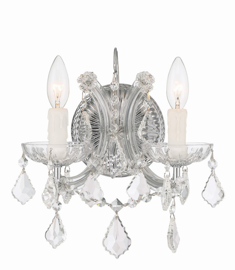 Crystorama 4472-CH-CL-S Two Light Wall Sconce, Polished Chrome
