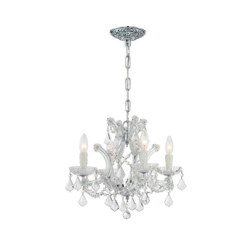Crystorama 4474-CH-CL-S Four Light Mini Chandelier, Polished Chrome