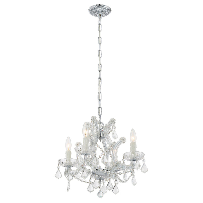 Crystorama 4474-CH-CL-SAQ Four Light Mini Chandelier, Polished Chrome