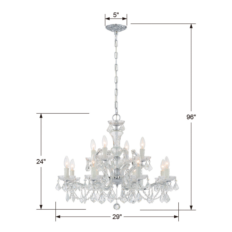 Crystorama 4479-CH-CL-SAQ 12 Light Chandelier, Polished Chrome