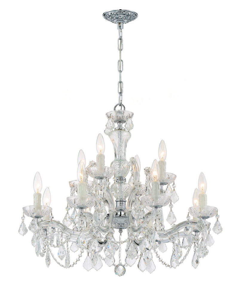 Crystorama 4479-CH-CL-SAQ 12 Light Chandelier, Polished Chrome