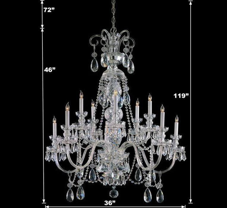 Crystorama 5020-CH-CL-MWP Ten Light Chandelier, Polished Chrome