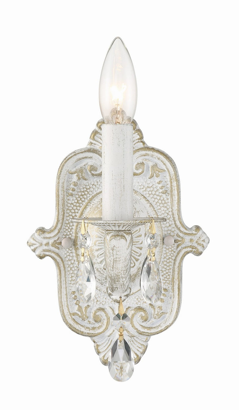 Crystorama 5021-AW-CL-MWP One Light Wall Sconce, Antique White