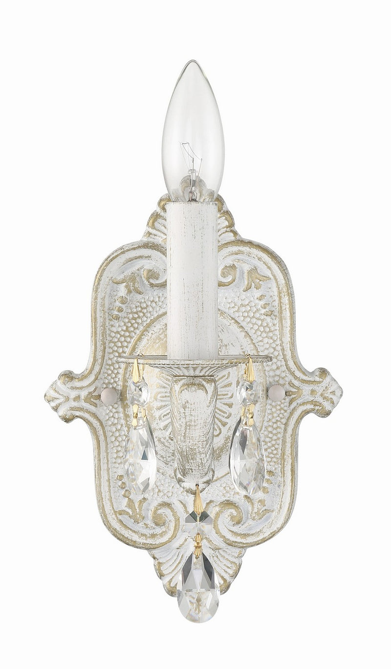 Crystorama 5021-AW-CL-MWP One Light Wall Sconce, Antique White
