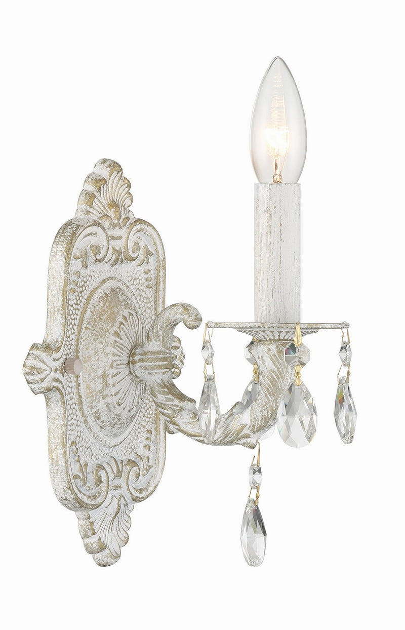 Crystorama 5021-AW-CL-MWP One Light Wall Sconce, Antique White