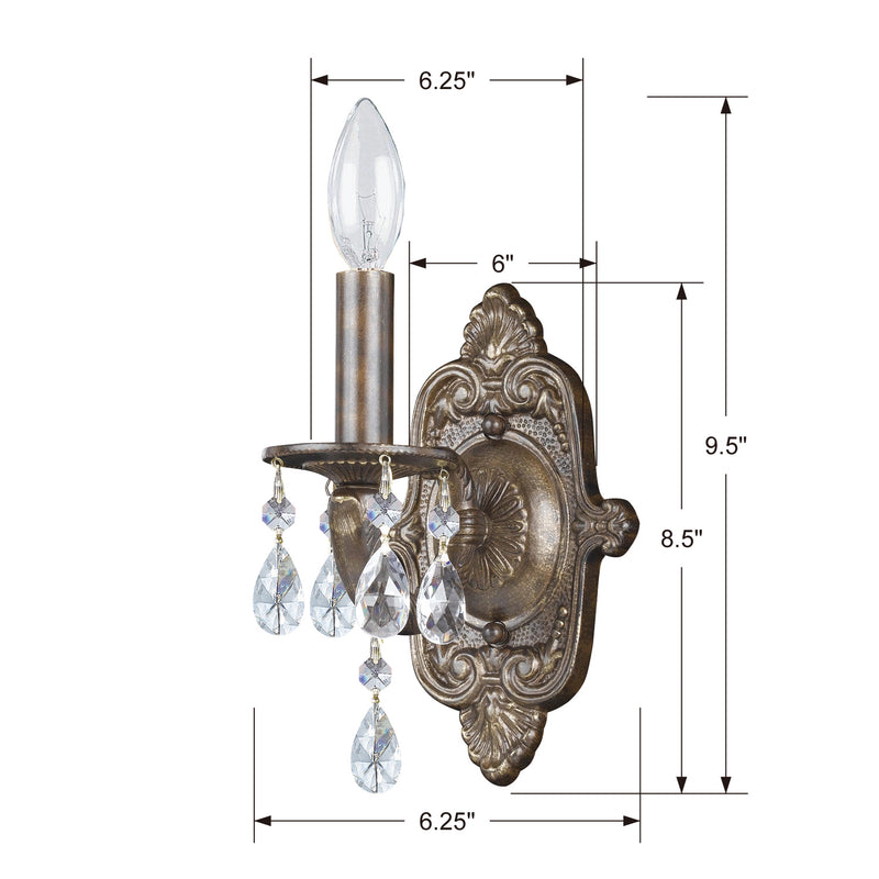 Crystorama 5021-VB-CL-MWP One Light Wall Sconce, Venetian Bronze