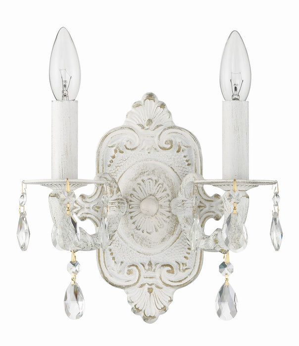 Crystorama 5022-AW-CL-MWP Two Light Wall Sconce, Antique White
