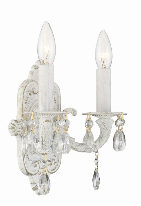 Crystorama 5022-AW-CL-MWP Two Light Wall Sconce, Antique White