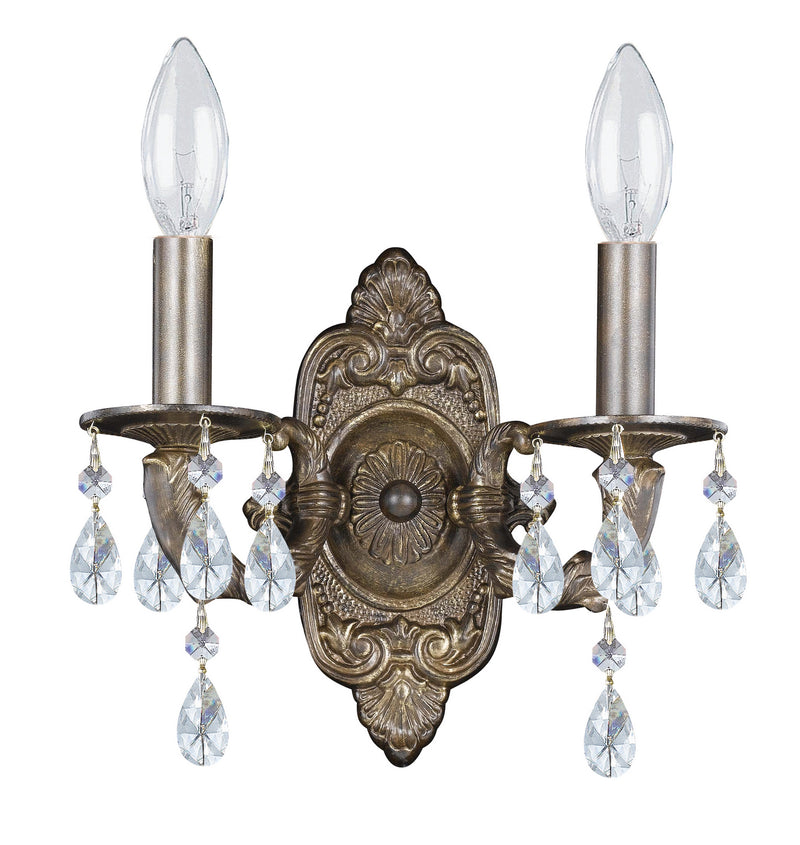 Crystorama 5022-VB-CL-MWP Two Light Wall Sconce, Venetian Bronze