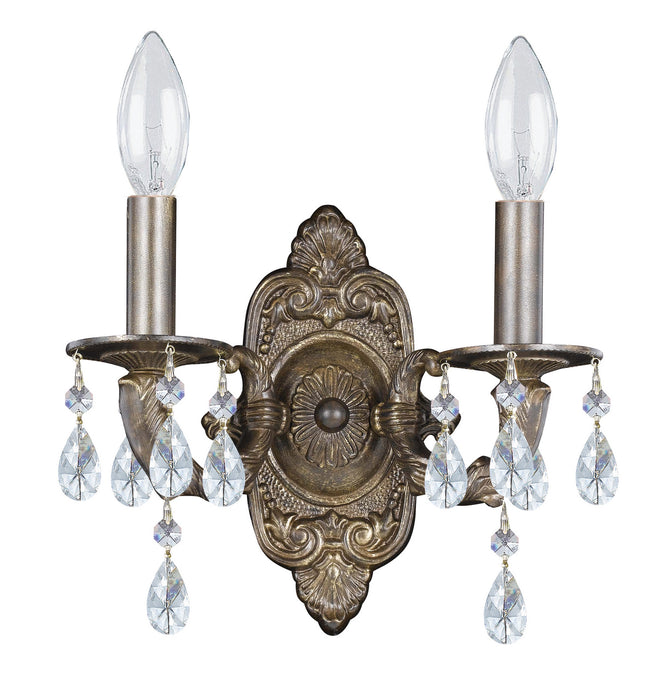 Crystorama 5022-VB-CL-SAQ Two Light Wall Sconce, Venetian Bronze