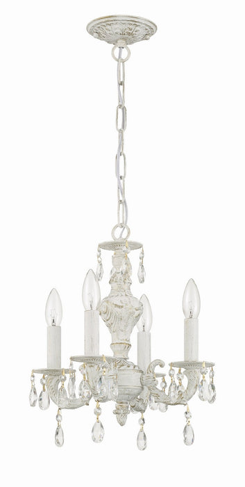 Crystorama 5024-AW-CL-MWP Four Light Mini Chandelier, Antique White