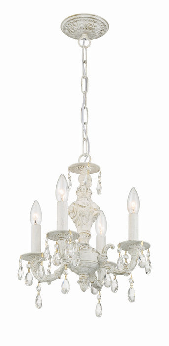 Crystorama 5024-AW-CL-MWP Four Light Mini Chandelier, Antique White