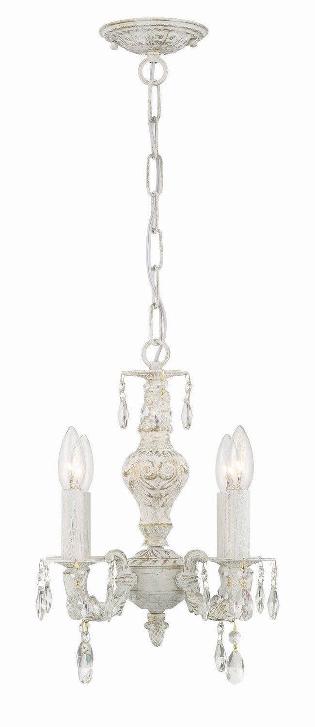 Crystorama 5024-AW-CL-MWP Four Light Mini Chandelier, Antique White