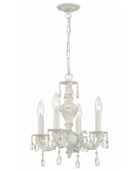 Crystorama 5024-AW-CL-MWP Four Light Mini Chandelier, Antique White
