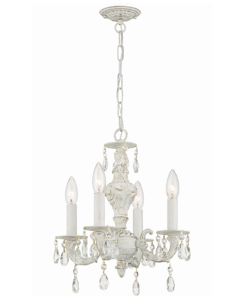 Crystorama 5024-AW-CL-SAQ Four Light Mini Chandelier, Antique White